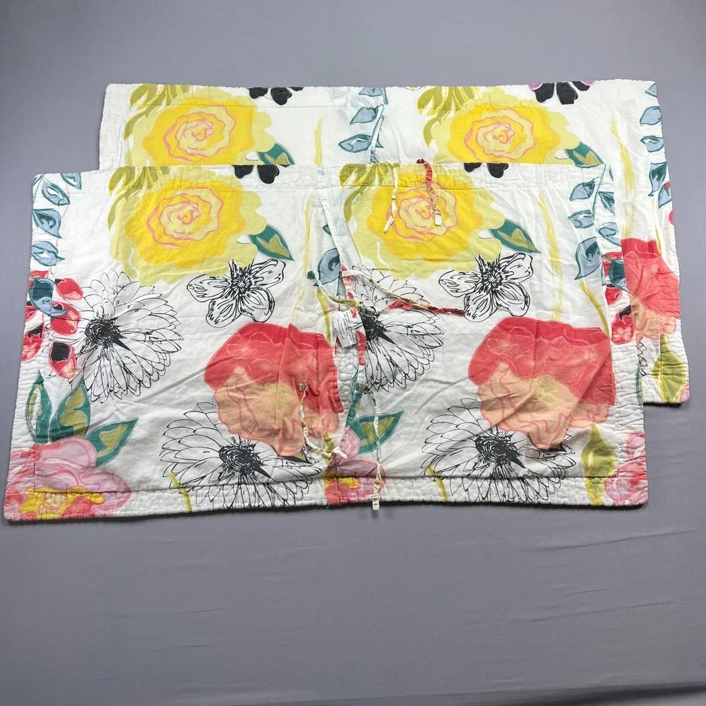 Set Of 2 Greenland Home Fashions King Pillow Shams Multi Floral Quilted 22 X 36